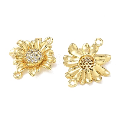 Brass Micro Pave Clear Cubic Zirconia Connector Charms CU-CBA280C-12G-1