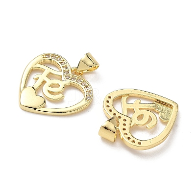 Brass Micro Pave Cubic Zirconia Pendants KK-L243-14G-06-1
