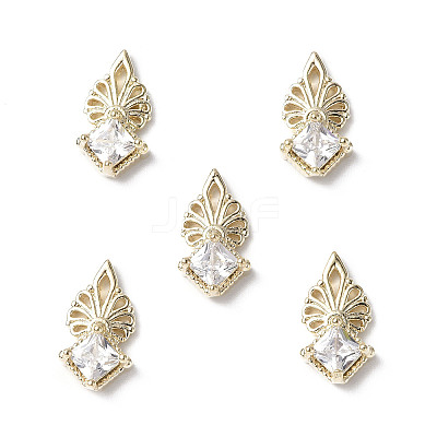 Brass Micro Pave Clear Cubic Zirconia Cabochons KK-A174-09G-1