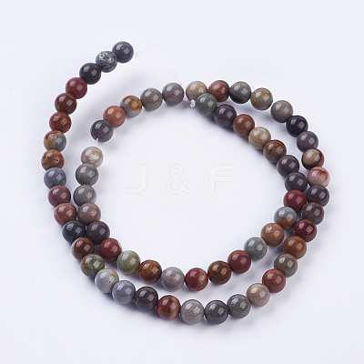 Natural Ocean Jasper Beads Strands G-P318-01-6mm-1