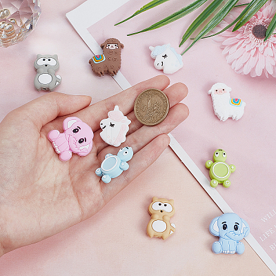 10Pcs 10 Style Silicone Beads SIL-SC0001-04-1