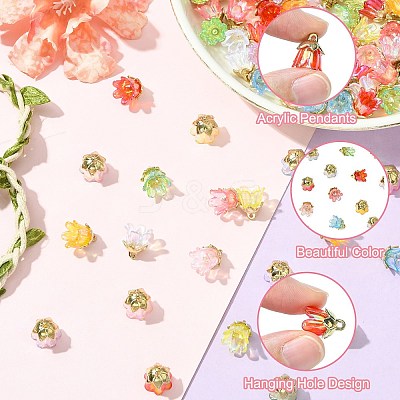 90Pcs 9 Colors Acrylic Pendants OACR-CJ0002-58-1