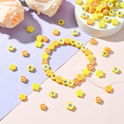 6 Styles Handmade Polymer Clay Beads CLAY-YW0001-95-1