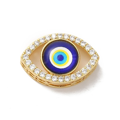 Rack Plating Brass Cubic Zirconia Beads KK-G504-21G-01-1