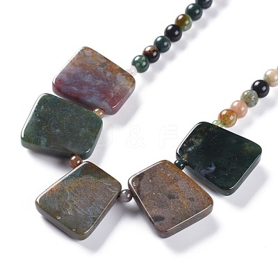 Round & Trapezoid Natural Gemstone Beaded Necklaces NJEW-F103-13A-1