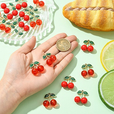 16Pcs 2 Styles Alloy Enamel & Acrylic Pendants ENAM-YW0005-65-1