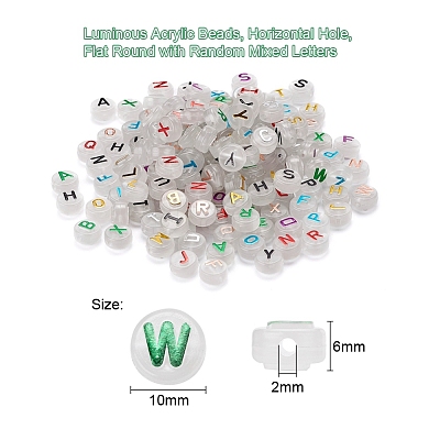 150Pcs Luminous Acrylic Beads LACR-YW0001-02-1
