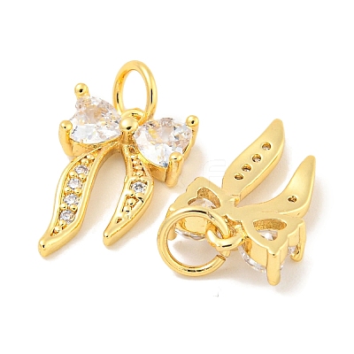 Rack Plating Brass Micro Pave Clear Cubic Zirconia Pendants KK-B093-01F-G-1