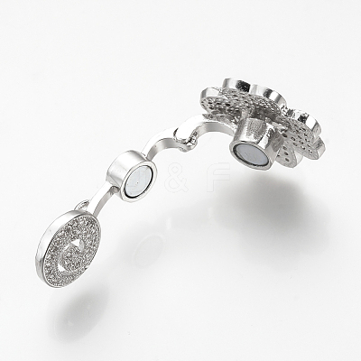 Brass Micro Pave Cubic Zirconia Magnetic Clasps ZIRC-S058-05P-1