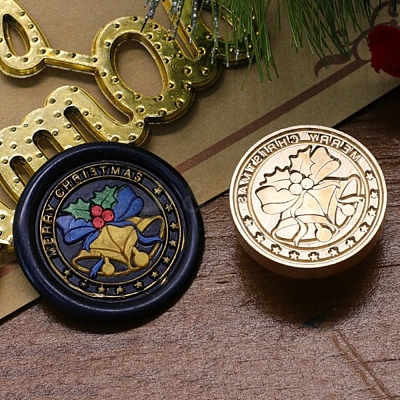 Christmas Series Wax Seal Brass Stamp Head AJEW-M037-01G-09-1