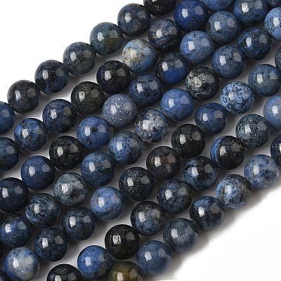 Natural Grade AA Dumortierite Quartz Round Bead Strands G-P075-43-6mm-1