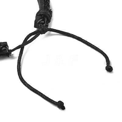 Leather & Waxed Cords Triple Layer Multi-strand Bracelets BJEW-F468-10-01-1