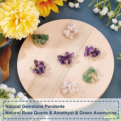 12Pcs 3 Styles Natural Gemstone Pendants FIND-FH0004-67-1
