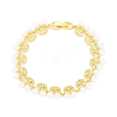 Cherry Brass Micro Pave Clear Cubic Zirconia Link Bracelets for Women BJEW-G740-02G-1