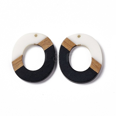 Opaque Resin & Walnut Wood Pendants RESI-M027-01F-1