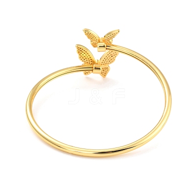 Clear Cubic Zirconia Butterfly Cuff Bangle BJEW-I298-06G-1