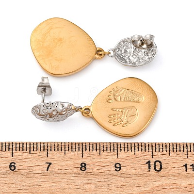 304 Stainless Steel Two Tone Dangle Stud Earrings EJEW-Q044-02G-1