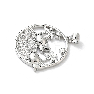 Brass Micro Pave Cubic Zirconia Pendants KK-P330-07C-P-1