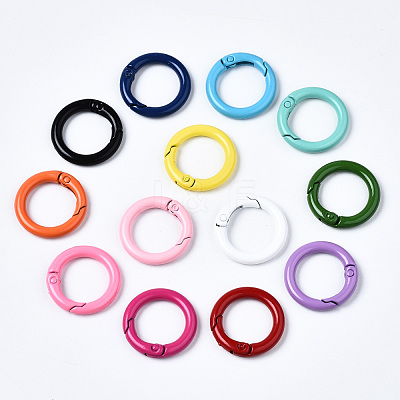Spray Painted Eco-Friendly Alloy Spring Gate Rings PALLOY-T080-01-NR-1