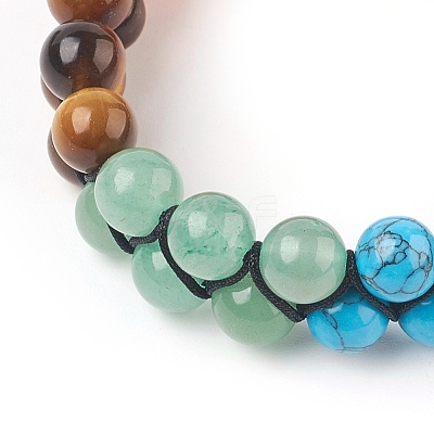 Chakra Natural & Synthetic Mixed Stone Braided Bead Bracelets BJEW-O164-B-1