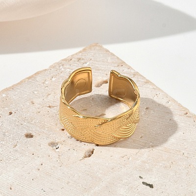 304 Stainless Steel Cuff Open Rings for Women RJEW-L341-03A-G-1