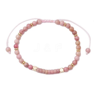 Natural Rhodonite Braided Bead Bracelets BJEW-JB11241-02-1