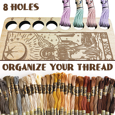 2Pcs 2 Style 8-Position Wood Embroidery Thread Storage Trays DIY-WH0625-001-1