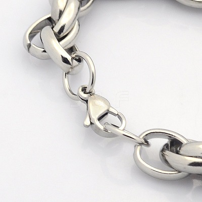 Tarnish Resistant Casual Style 304 Stainless Steel Double Link Chain Bracelets STAS-O036-37P-1