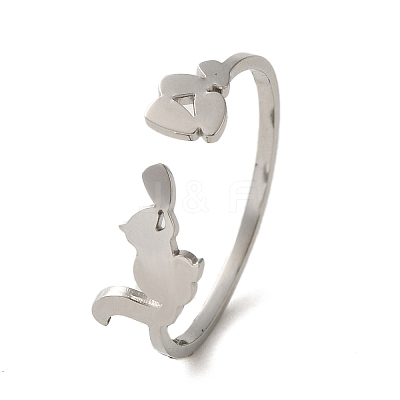 Non-Tarnish 304 Stainless Steel Open Cuff Rings LS-RJEW-K262-01C-P-1