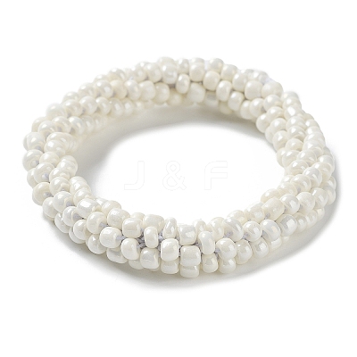 Crochet Glass Beads Braided Stretch Bracelet BJEW-K232-01S-1