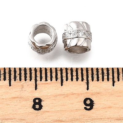 925 Sterling Silver Micro Pave Clear Cubic Zirconia Beads STER-F061-01A-P-1