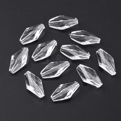 Transparent Clear Acrylic Faceted Teardrop Beads X-TACR-S078-01-1