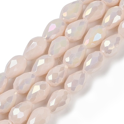 Opaque Solid Color Electroplate Glass Beads Strands EGLA-N013-P6mm-B08-1