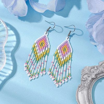 Boho 304 Stainless Steel with Glass Dangle Stud Earring EJEW-MZ00175-01-1