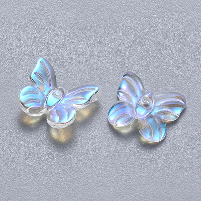 Transparent Spray Painted Glass Charms X-GLAA-T016-20-1