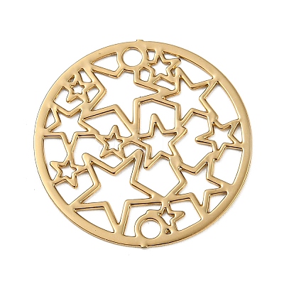 Rack Plating Brass Hollow Out Star Connector Charms KKC-D001-18KCG-1