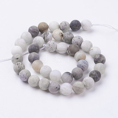 Natural Bamboo Leaf Agate Beads Strands G-J376-13F-10mm-1