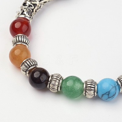 Gemstone Beaded Stretch Bracelets X-BJEW-P065-04-1