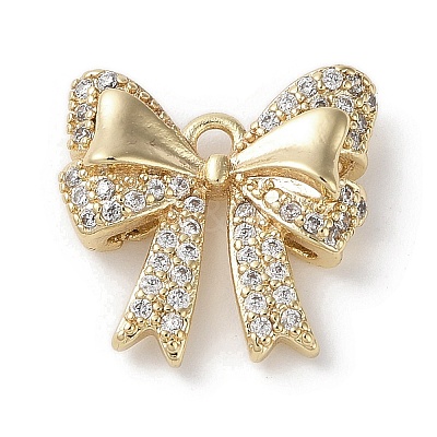 Brass Micro Pave Clear Cubic Zirconia Charms KK-G491-20A-G-1