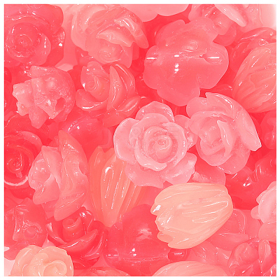 60Pcs 3 Styles Synthetic Coral Carved Beads CORA-SC0001-08-1