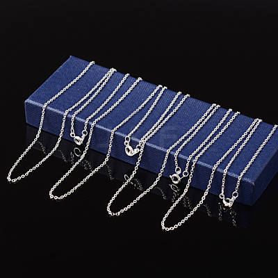 Nickel Free Silver Color Plated Brass Chain Necklaces X-SW028-S-1