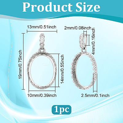 1Pc 925 Sterling Silver Rhinestone Pendant Cabochon Settings STER-BC0003-64A-1