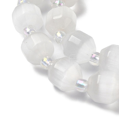 White Cat Eye Beads Strands G-Q169-F10-01-1