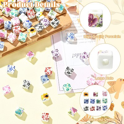 Printed Porcelain European Beads FIND-CJZ0001-003-1