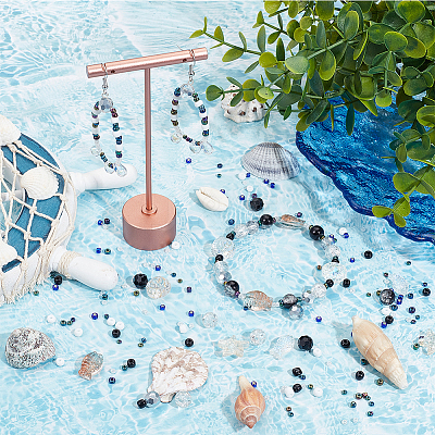 Ocean Theme DIY Seed & Glass Beads Jewelry Making Finding Kit DIY-SC0024-64A-1