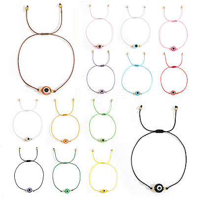 14Pcs 14 Colors Bohemian Style Resin Evil Eye Bead Braided Bracelets BR6167-1-1