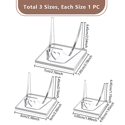 3Pcs 3 Styles Square Acrylic Base Display Easel Stands ODIS-GA0001-60-1