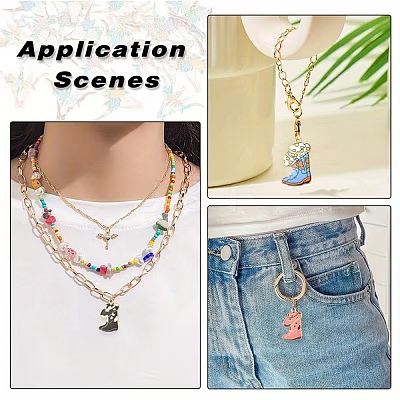 24Pcs 12 Styles Light Gold Alloy Printed Pendants FIND-YW0011-62-1