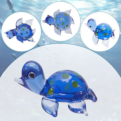 6Pcs 6 Colors Tortoise Glass Home Ornaments DJEW-GF0001-60-1