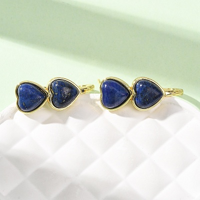 Valentine's Day Heart Natural Lapis Lazuli Stud Earrings EJEW-T053-01G-12-1